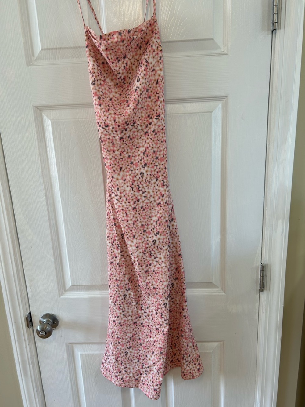 Backless Pink Floral Slip Dress - Elegant Spaghetti-Strap Design